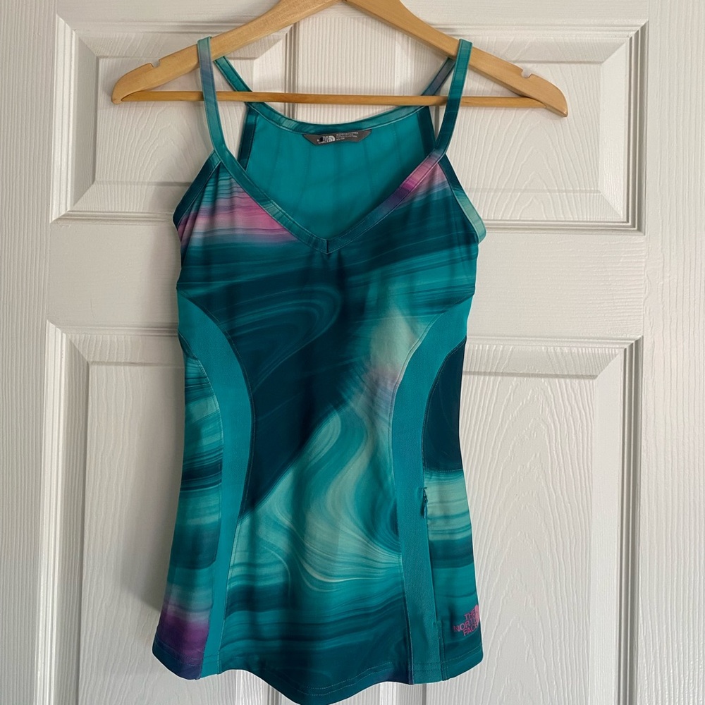 North Face Athletic Top Teal and Pink With Support